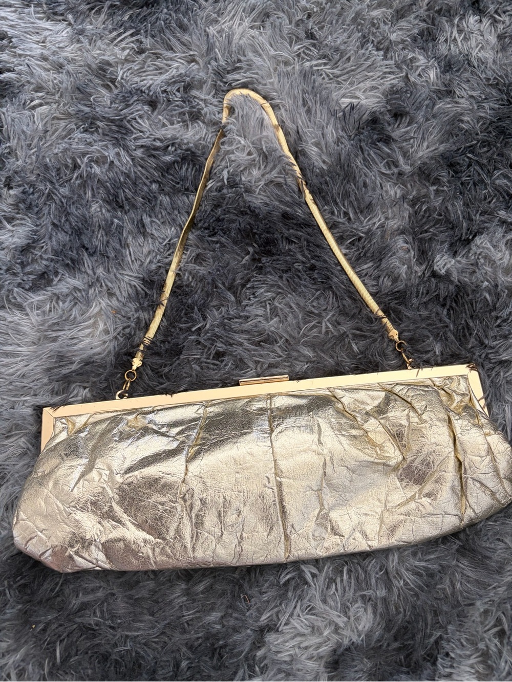 ALDO Gold Metallic Evening Clutch Shoulder Bag - Elegant Woman's Accessory